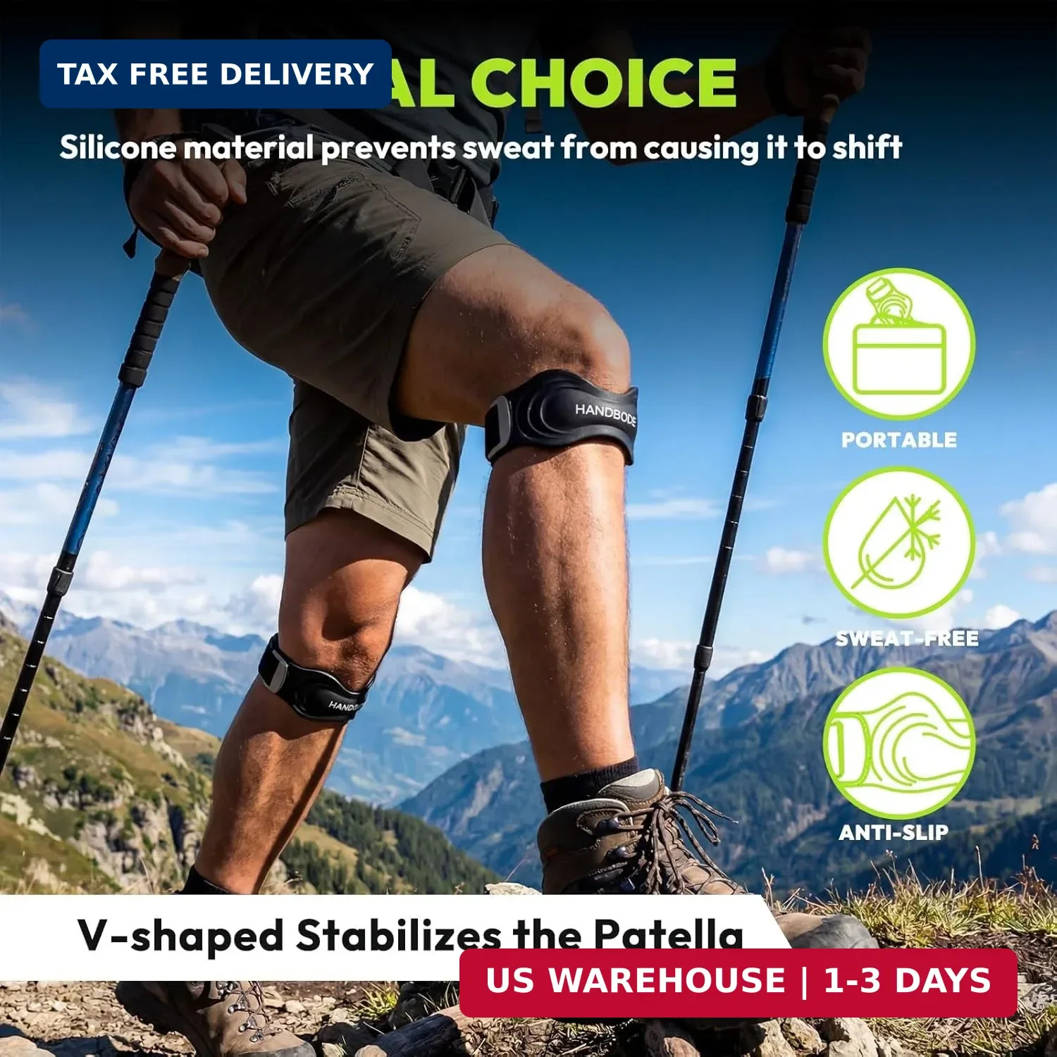 HANDBODE Patellar Tendon Support Strap, Knee Brace for Women Men, 1PC