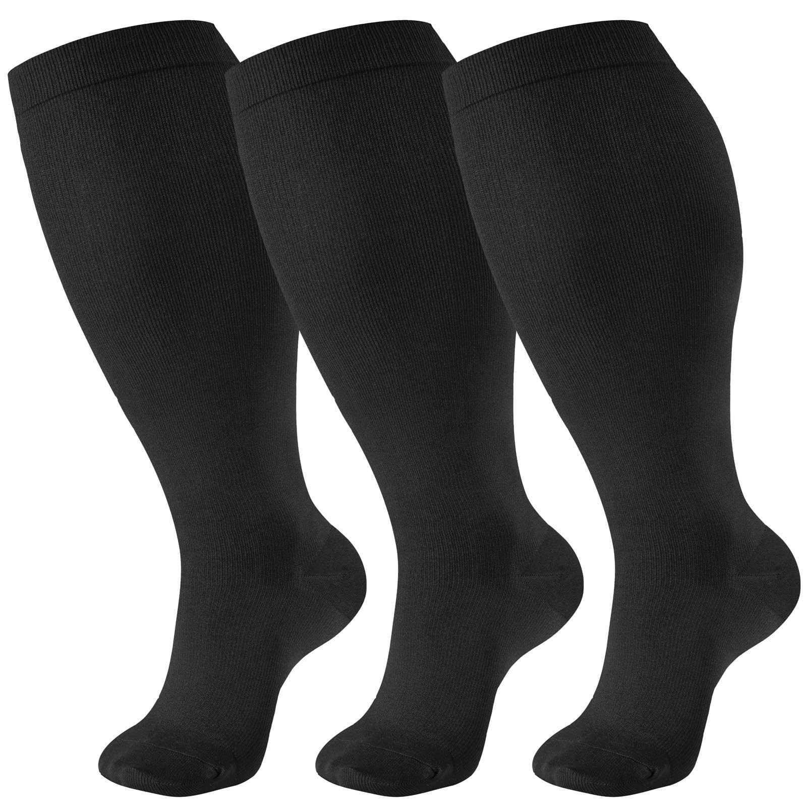 Plus Size Compression Socks Wide Calf for Women Men 20-30 mmhg-Extra Wide Ca…