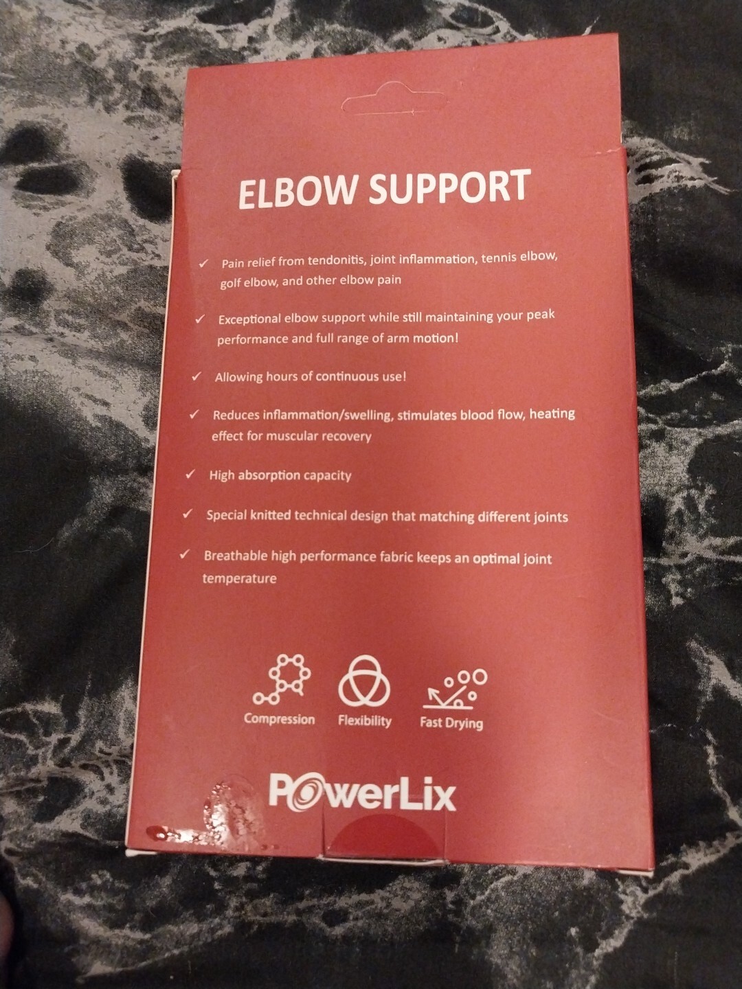 NIB 1 pair of PowerLix Elbow Compression Support Sleeves – size Medium-Black