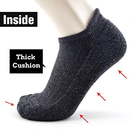 Merino Wool Compression Support Ankle Running Large-X-Large 6 Pairs Dark Grey