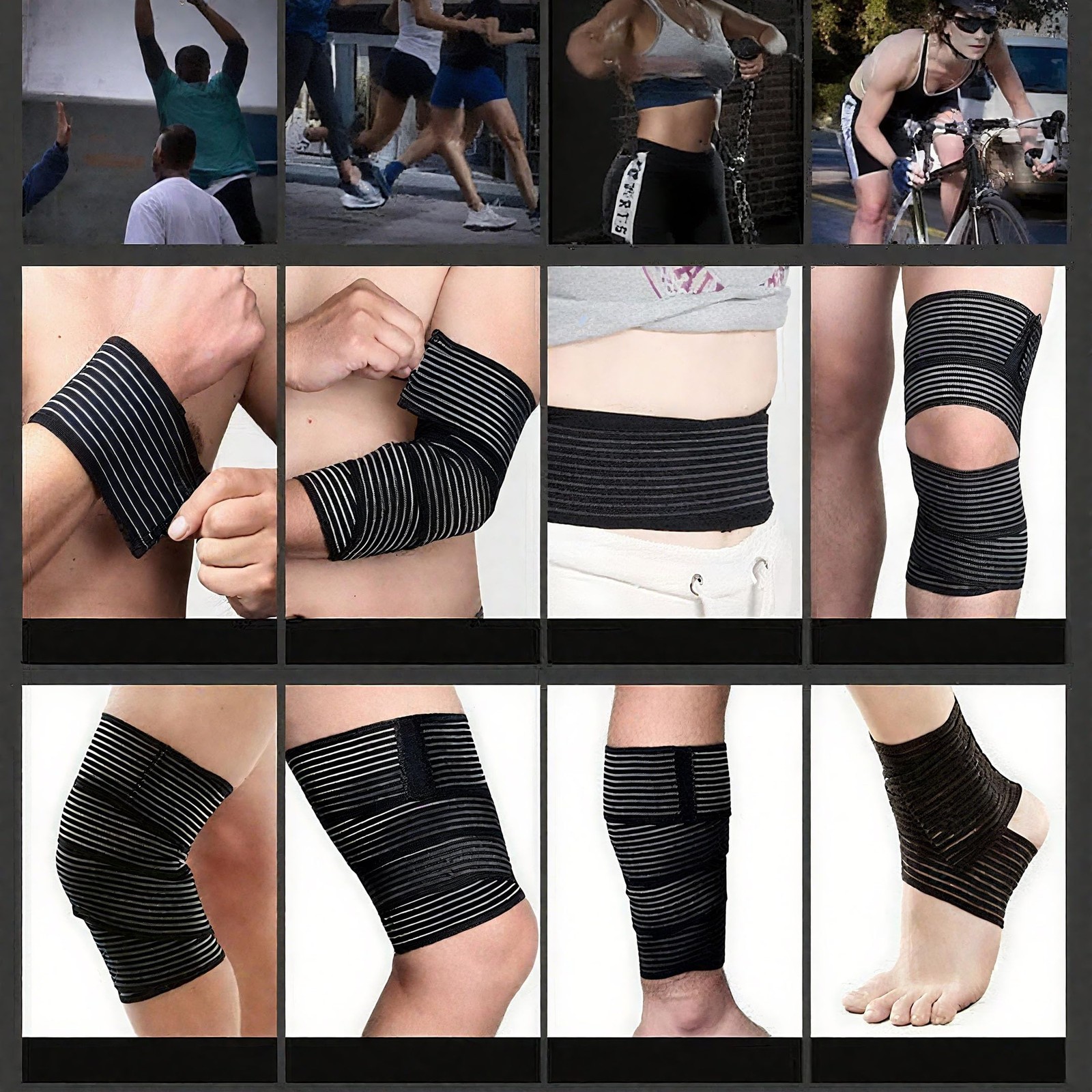 Vendaje elástico extralargo para rodilla, compresión y soporte para piernas.