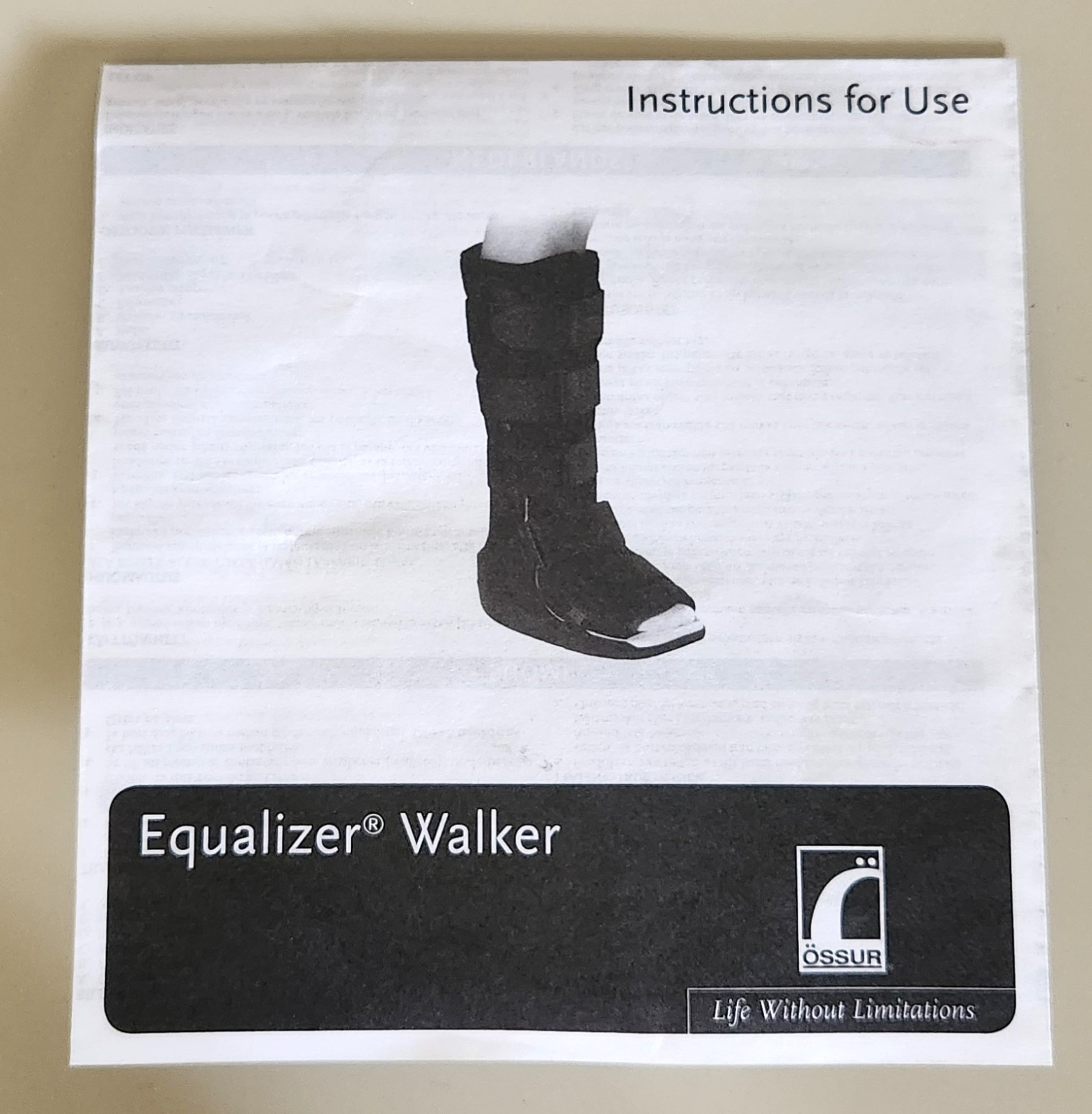 Ossur Equalizer Orthopedic Adjustable Walking Boot Medium w/Instruction Manual