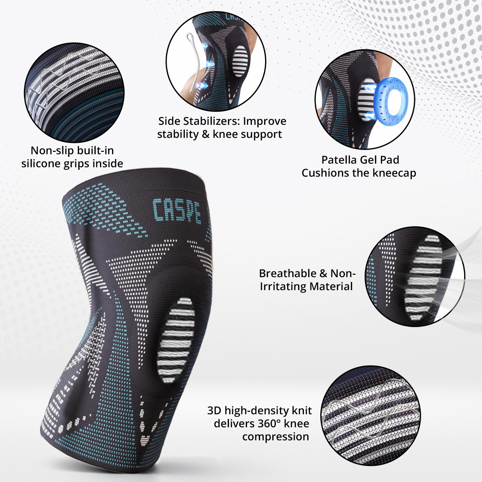 Knee Sleeve Compression Brace Support For Sport Gym Joint Pain Arthritis Relief