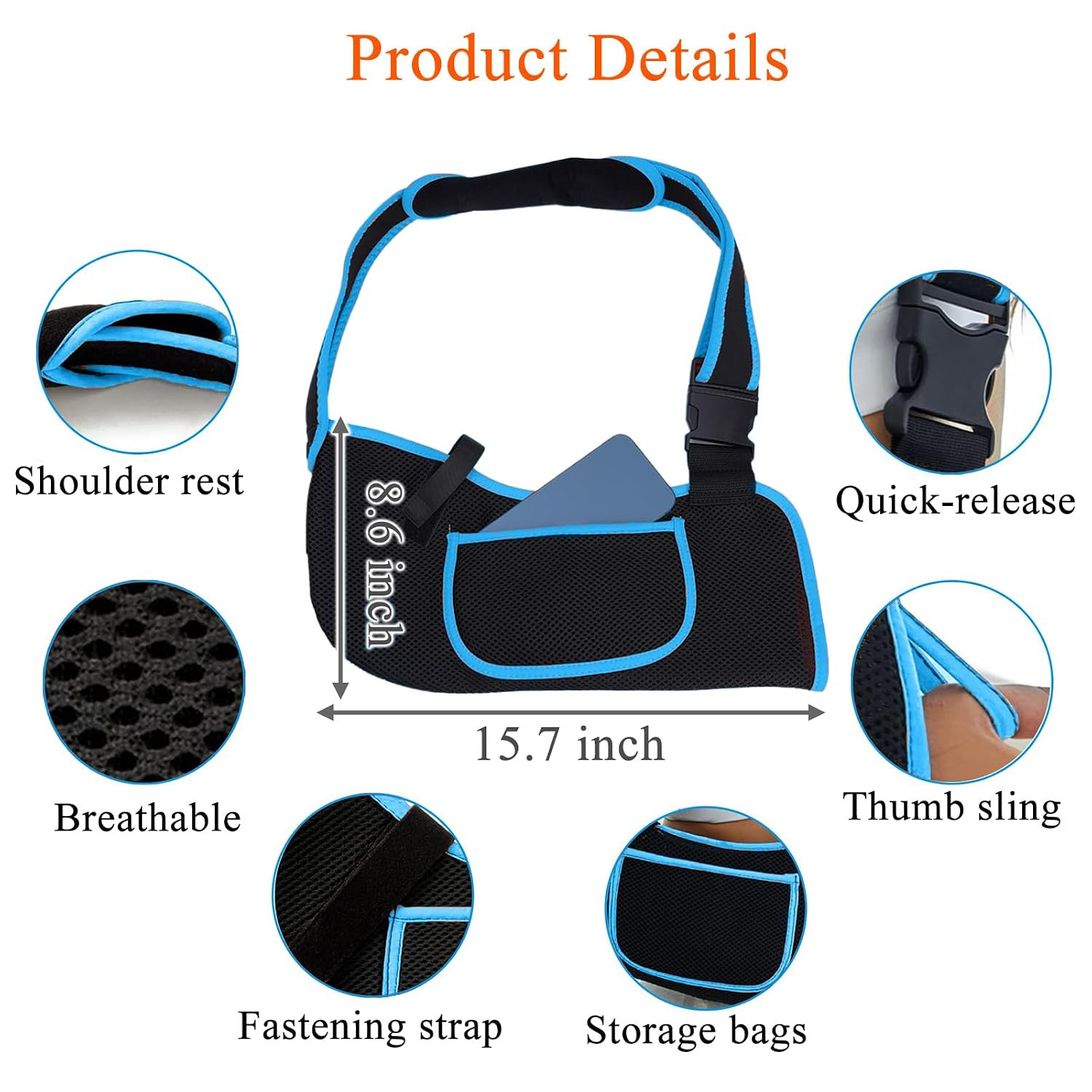 Medical Sling with Adjustable Shoulder Strap Breathable Arm Sling Shoulder Im…