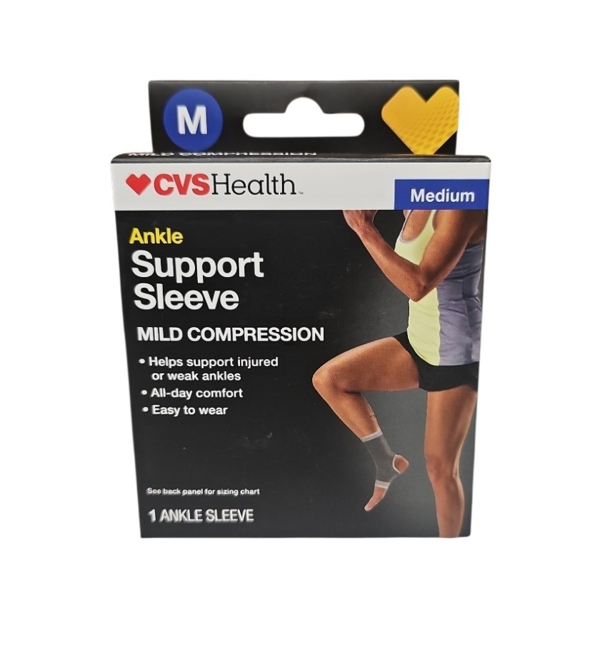 CVS Health Ankle Support Sleeve with Mild Compression – Medium – NEW