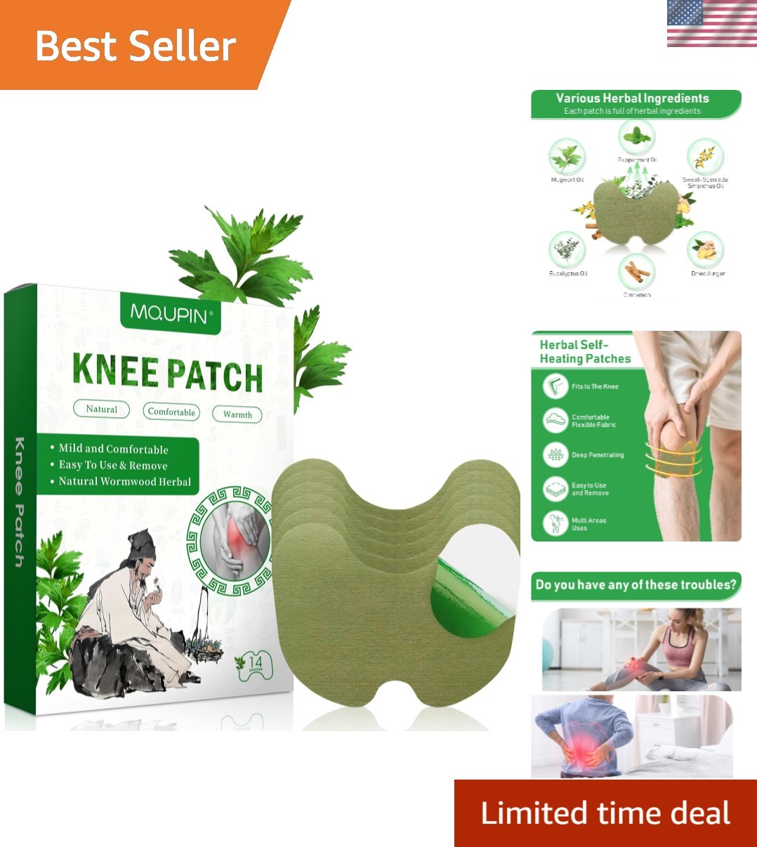 14 Pcs Discreet Knee & Body Patches – Natural Relief for Pain & Discomfort