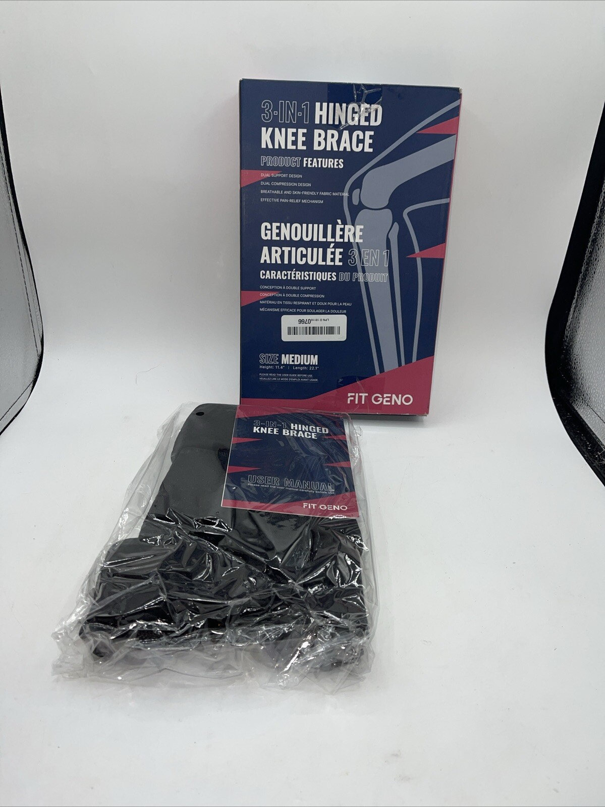 Knee Brace with Side Stabilizers Size 3 In One Medium Fit Geno OPEN BOX