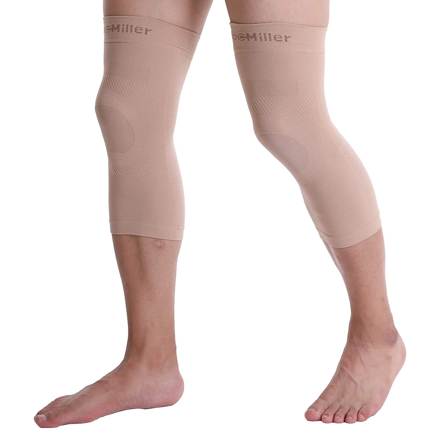 Doc Miller 2 Pack Knee Compression Sleeve Brace for Men & Women Large, Beige