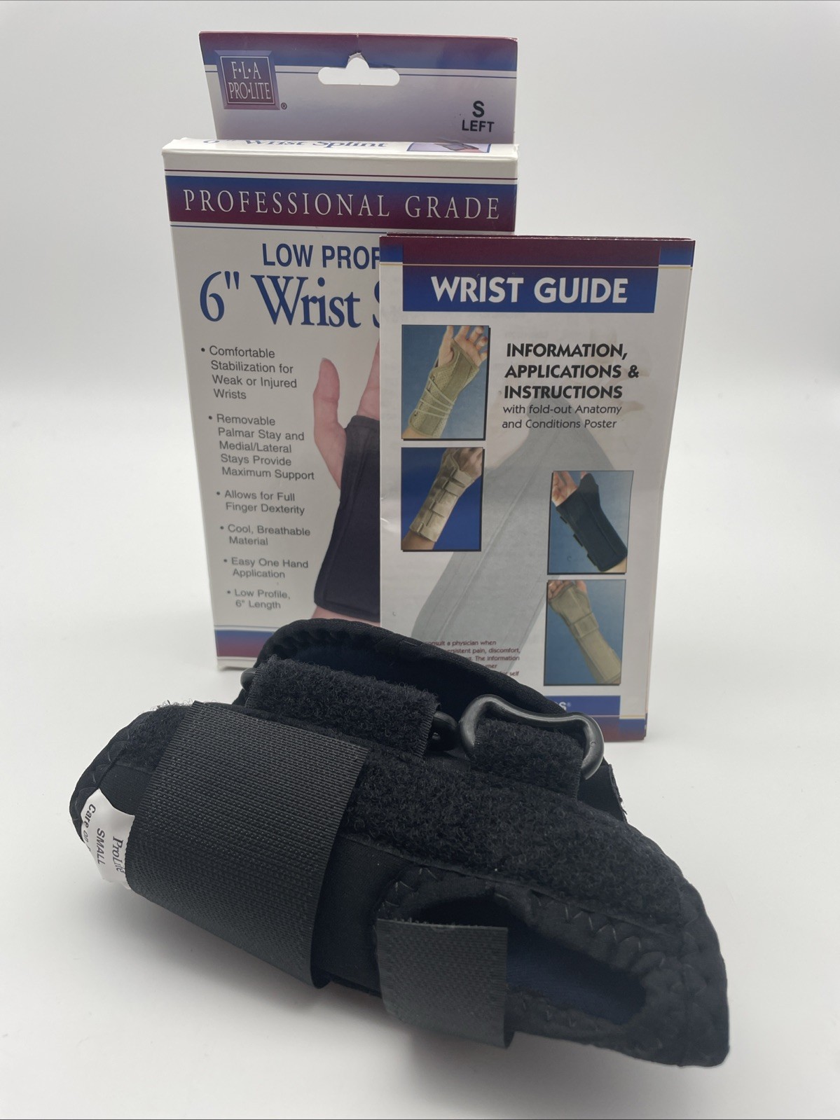 FLA PRO-LITE BLACK 6″ SMALL LEFT WRIST SPLINT PROFESSIONAL GRADE New In Box