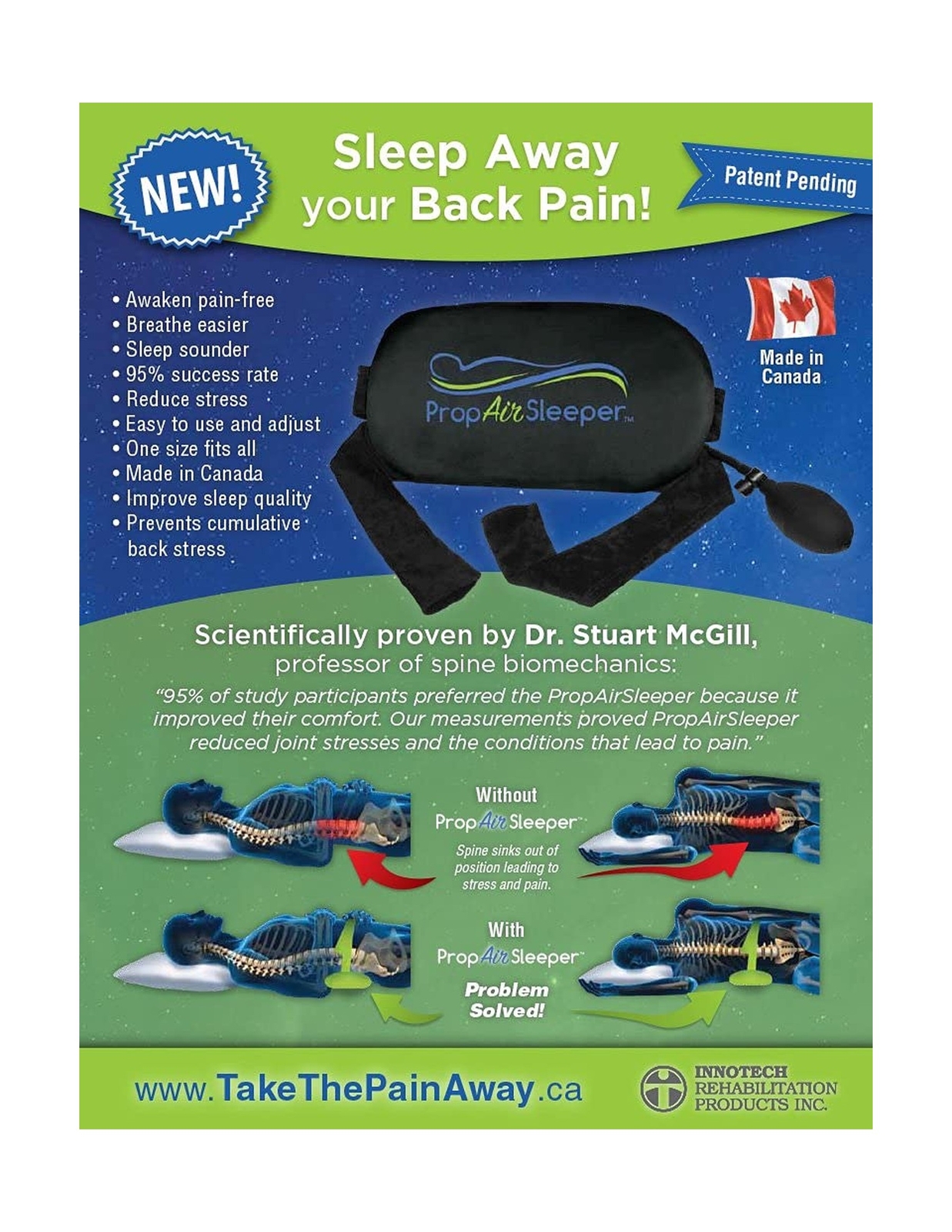 Innotech Propair Sleeper Sleeping Support Pillow to Support Your Spine Curvat…