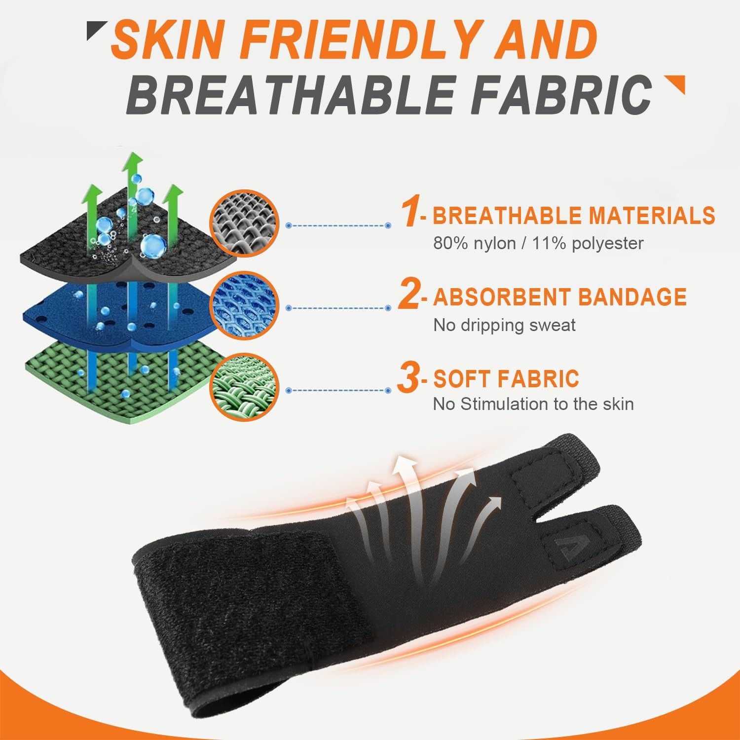 KiiMos 2PCS Finger Splints (No Metal Support) – Adjustable Large-2PCS, Black