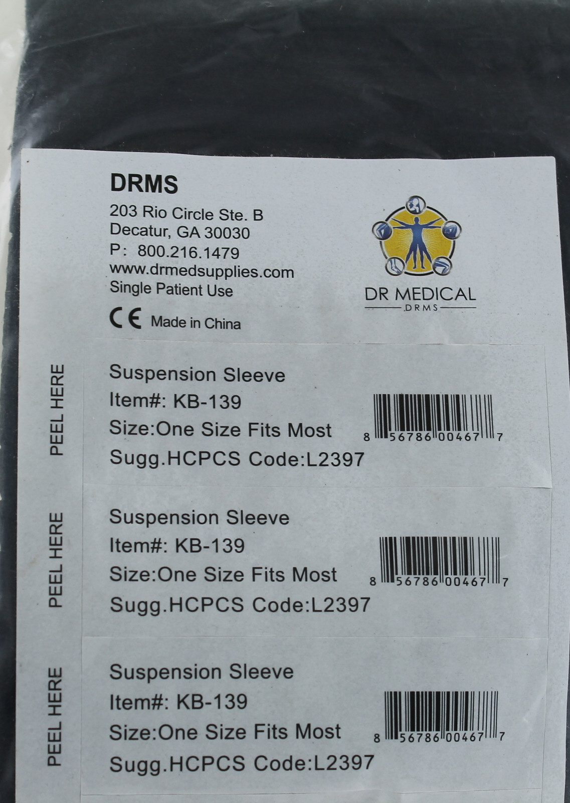 New Dr Medical DRMS Suspension Sleeve #KB-139 – 1 Size Fits Most – Black