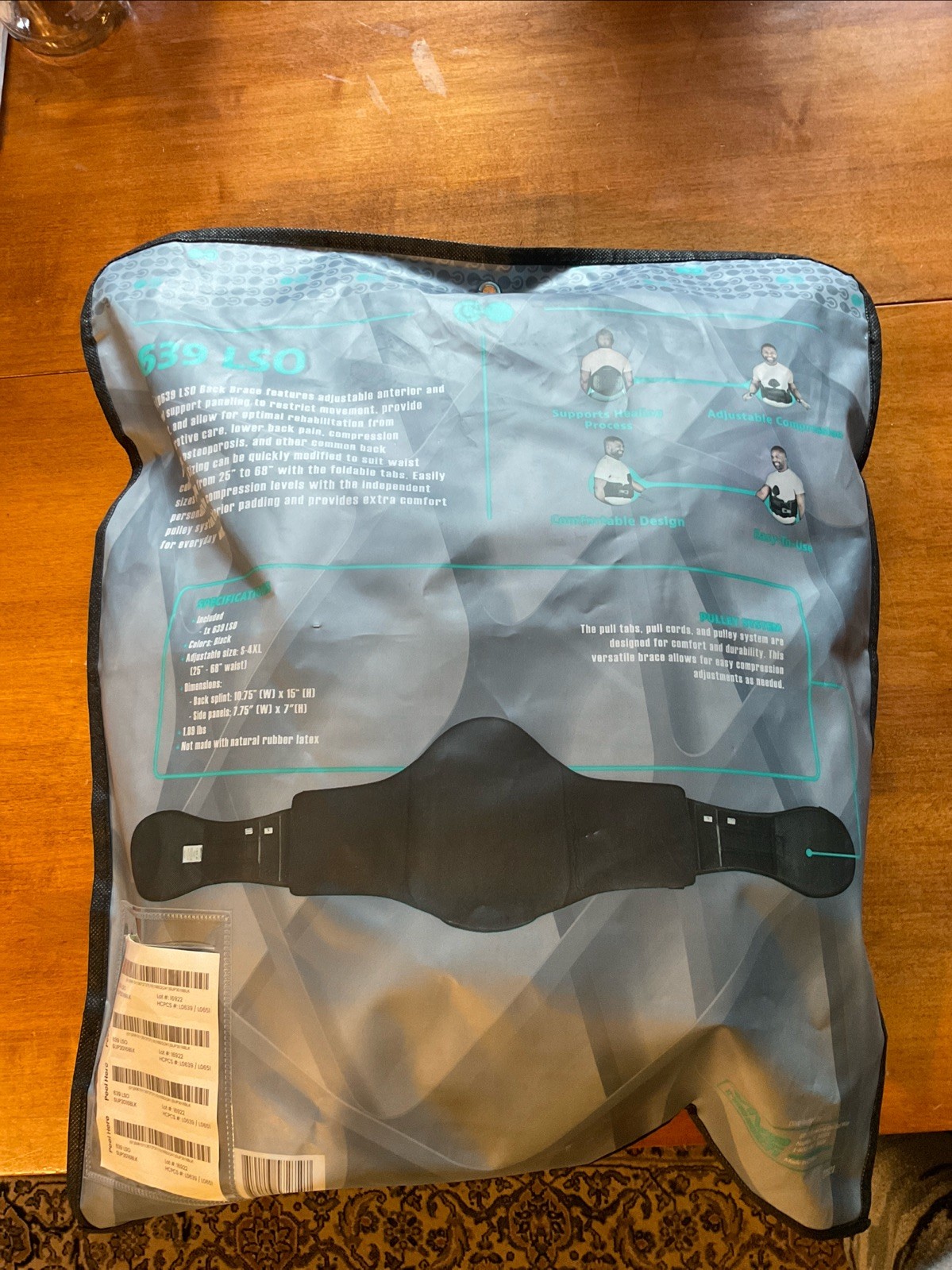 NEW Coretech 639 LSO Adjustable Back Brace Adjustable S-4XL