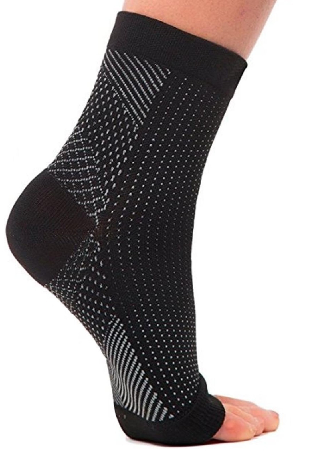 Compression Foot Sleeves Pair Arch Support Plantar Fasciitis Socks Black Unisex