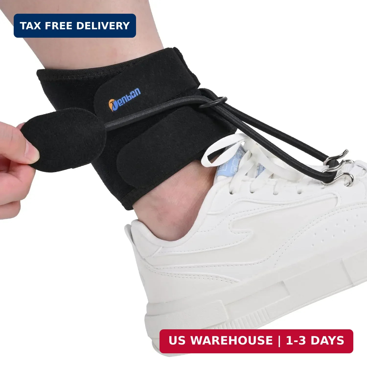 AFO Foot Drop Brace for Walking with Shoes, Adjustable Ankle Support, Secure Rin