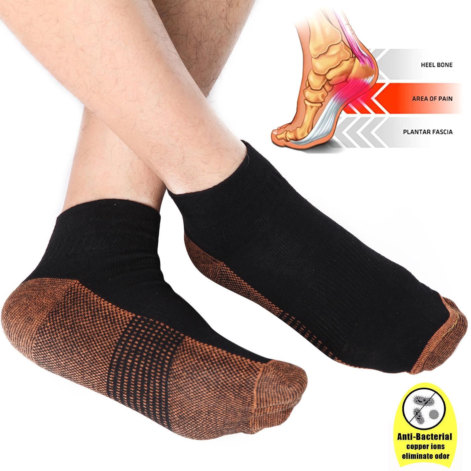 Copper Compression Support Socks 20-30mmHg Graduated Plantar Fasciitis Men Women