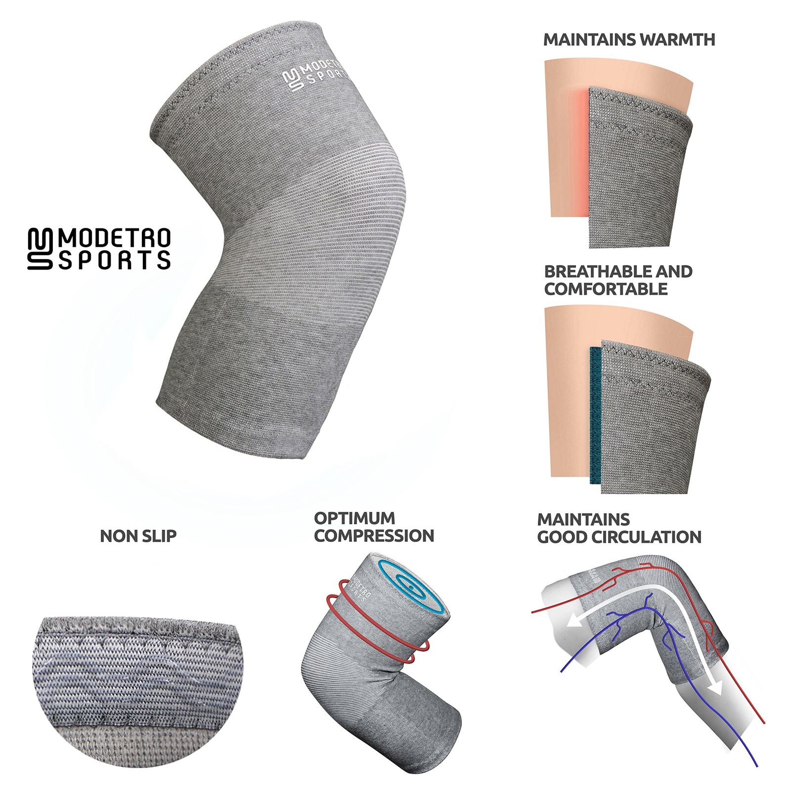 2 Pack Compression Knee Sleeves Knee Brace Support for Running Basketball Gym L