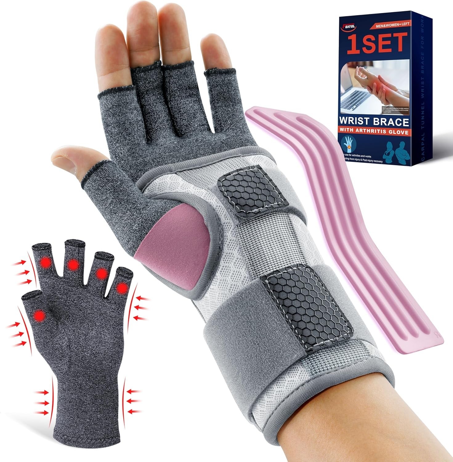 Women’s Arthritis Glove & Carpal Tunnel Wrist Brace Set