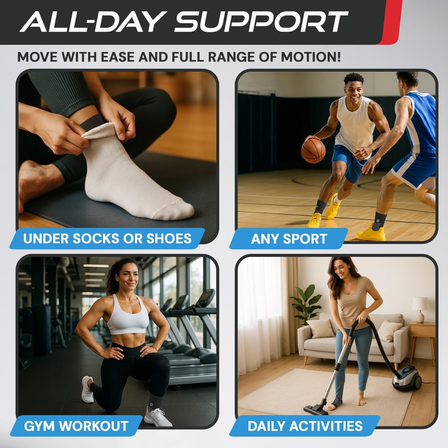 Ankle Brace Compression Sleeve Support Strap Sprain Plantar Fasciitis Medium