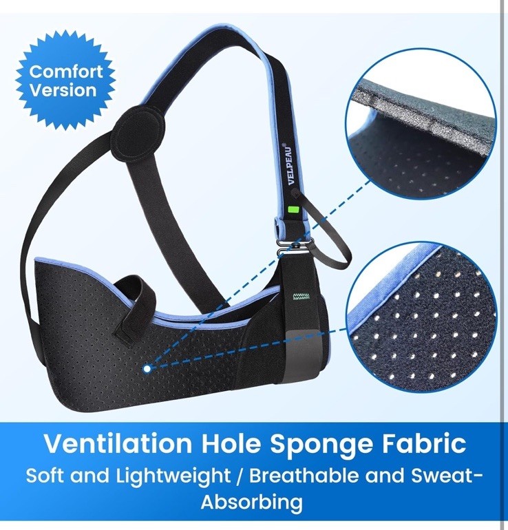 VELPEAU Arm Sling Shoulder Immobilizer, Right Or Left, Medium, Bust 29.5″-33.5″