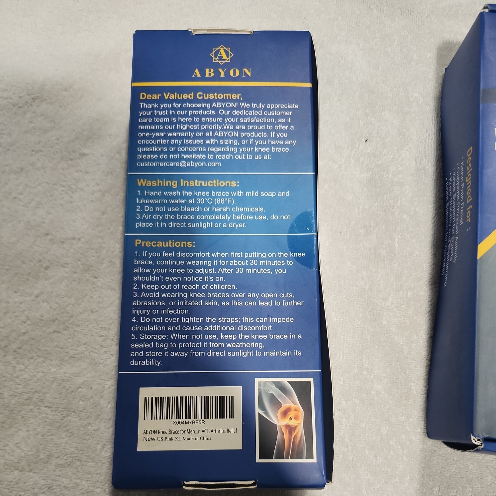 Abyon Knee Brace With Side Stabilizers & Patella Pad size XL Men