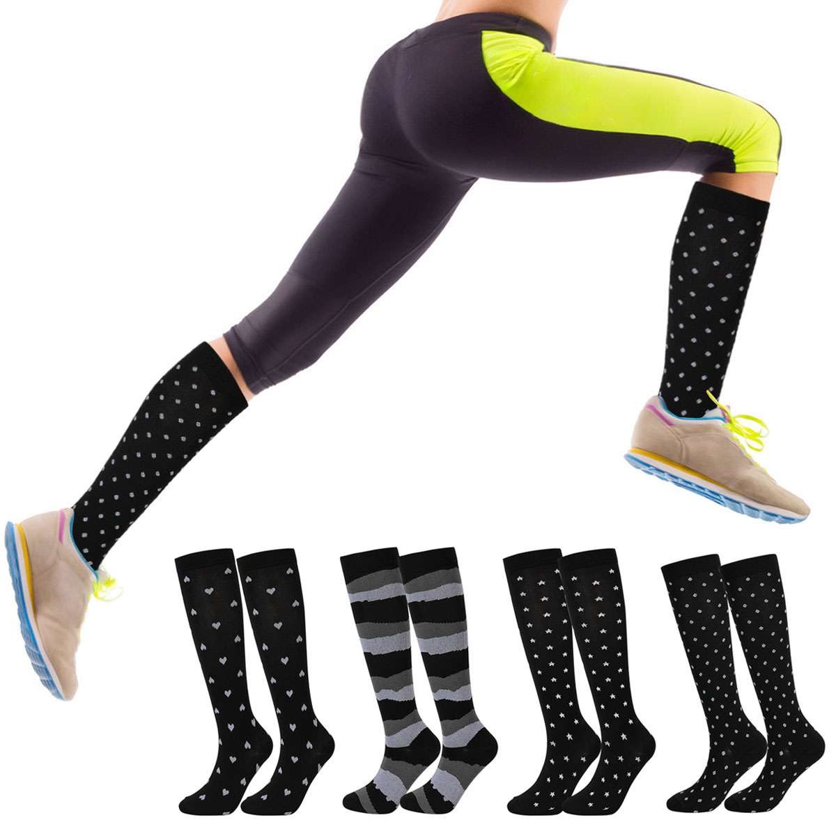 Womens Mens 15-20 mmHG Compression Socks Stockings Over Knee Medical Adult S-XL