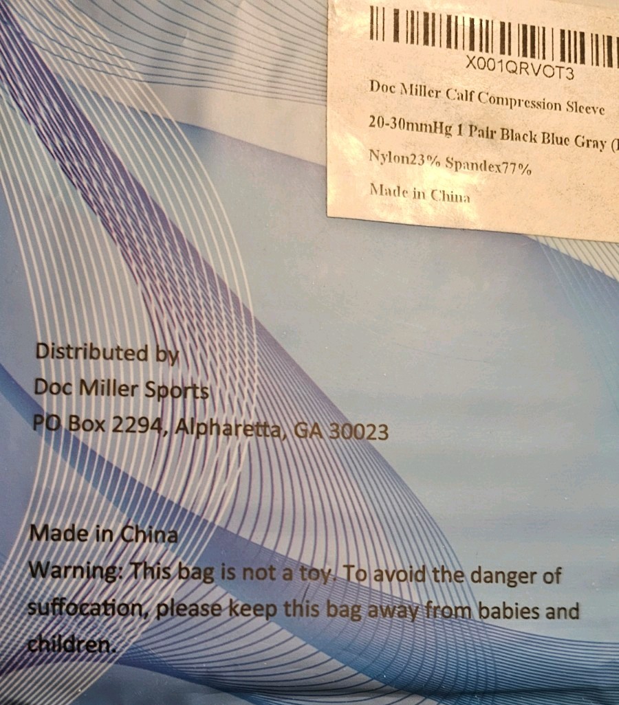1 Pair DOC-MILLER Gray Calf Compression Sleeves 20-30 MMHg Recovery sz L NEW
