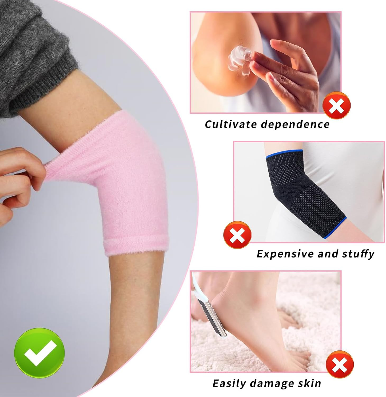 Elbow Moisturizing Sleeves and Gel Covers for Dry Skin Care