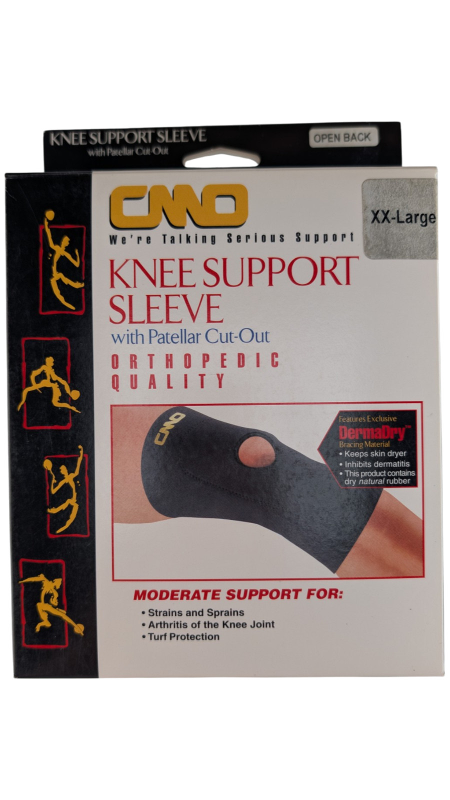 CMO Knee Support Sleeve Patellar Cut-Out Open Back XX-Large Black 0460
