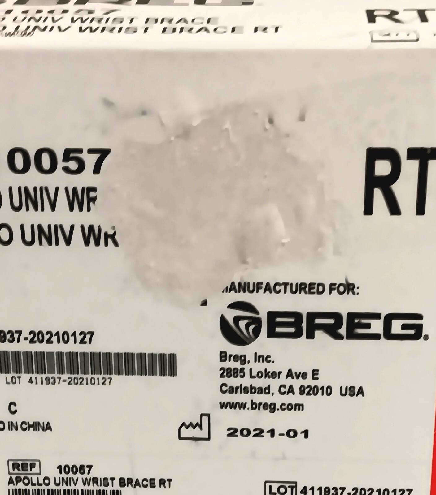 Breg Apollo Universal Black Wrist Brace Right Hand 10067 NOS Open Box Germany