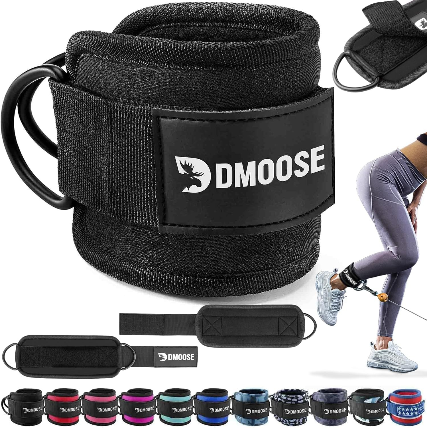 Padded Ankle Straps for Cable Machine Glute Kickback Leg Workout Gym Attachment