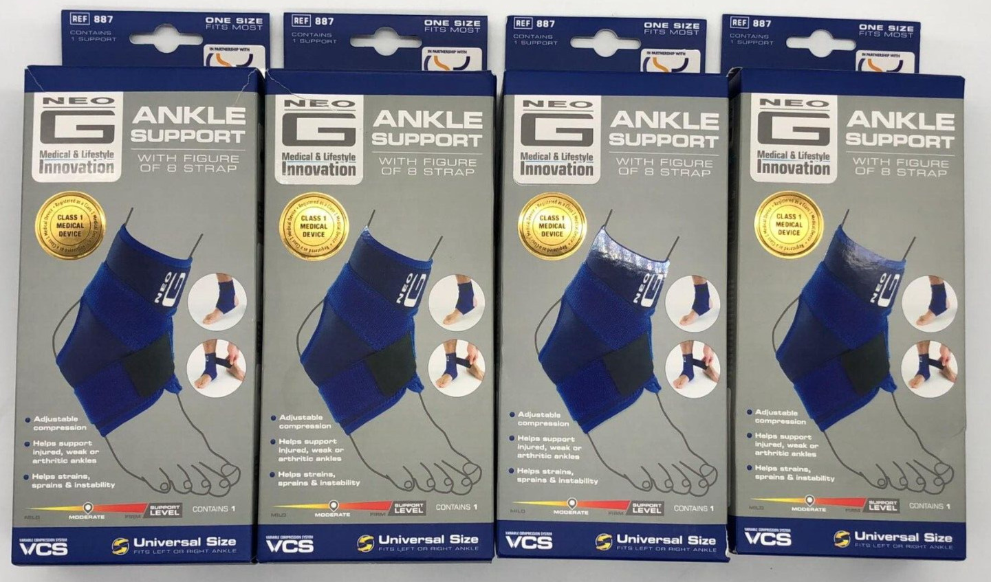 4PK Neo G Ankle Support VCS ~ 1 Support Each ~ Moderate ~ Universal Size ~ NEW