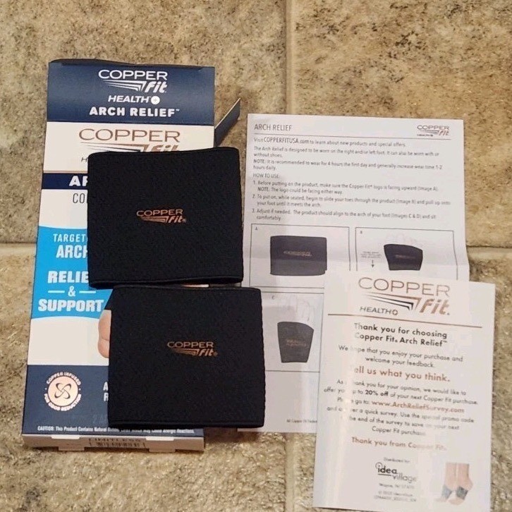 Copper Fit Health Arch Relief Compression Bands Black One Size CFARB1SZ 1 Pair