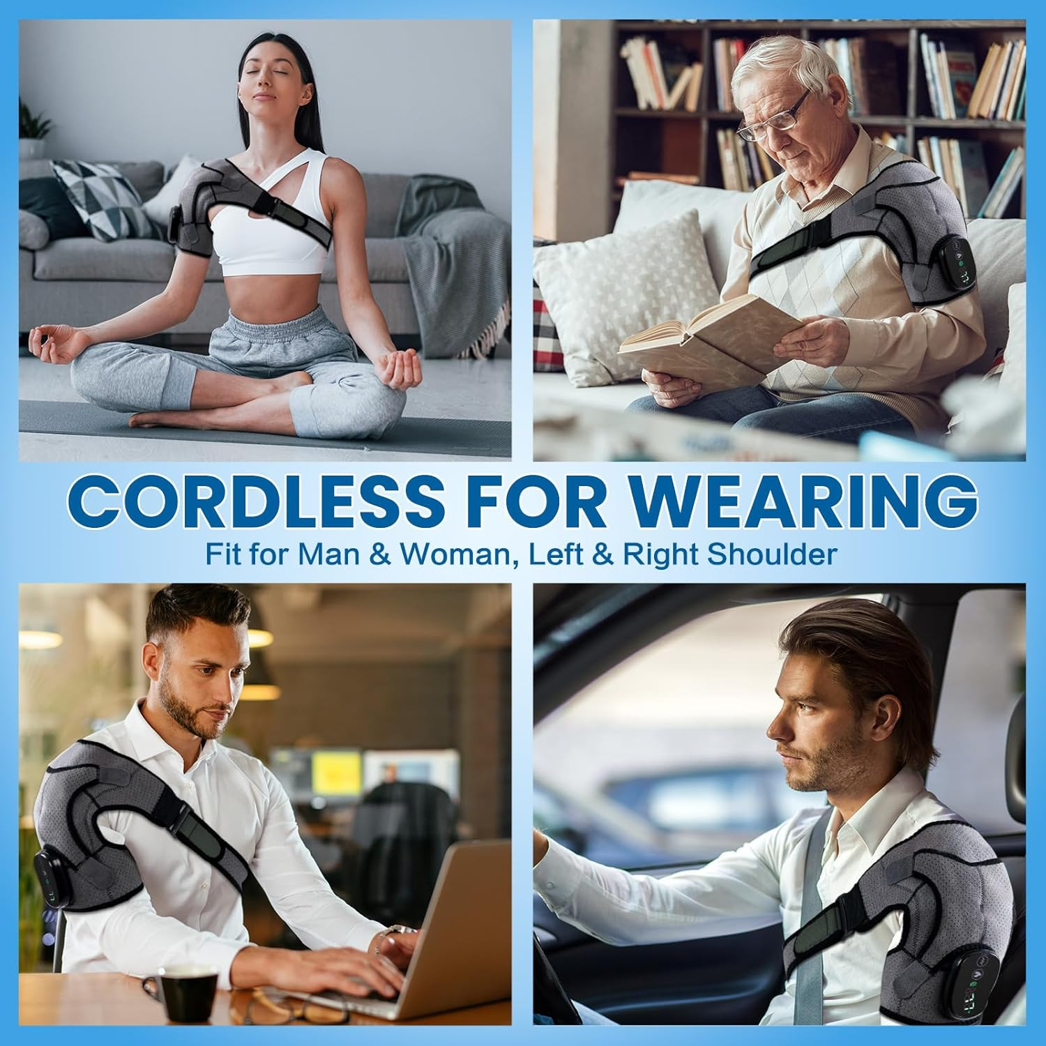 Cordless Heated Shoulder Wrap & Massager for Pain Relief and Recovery