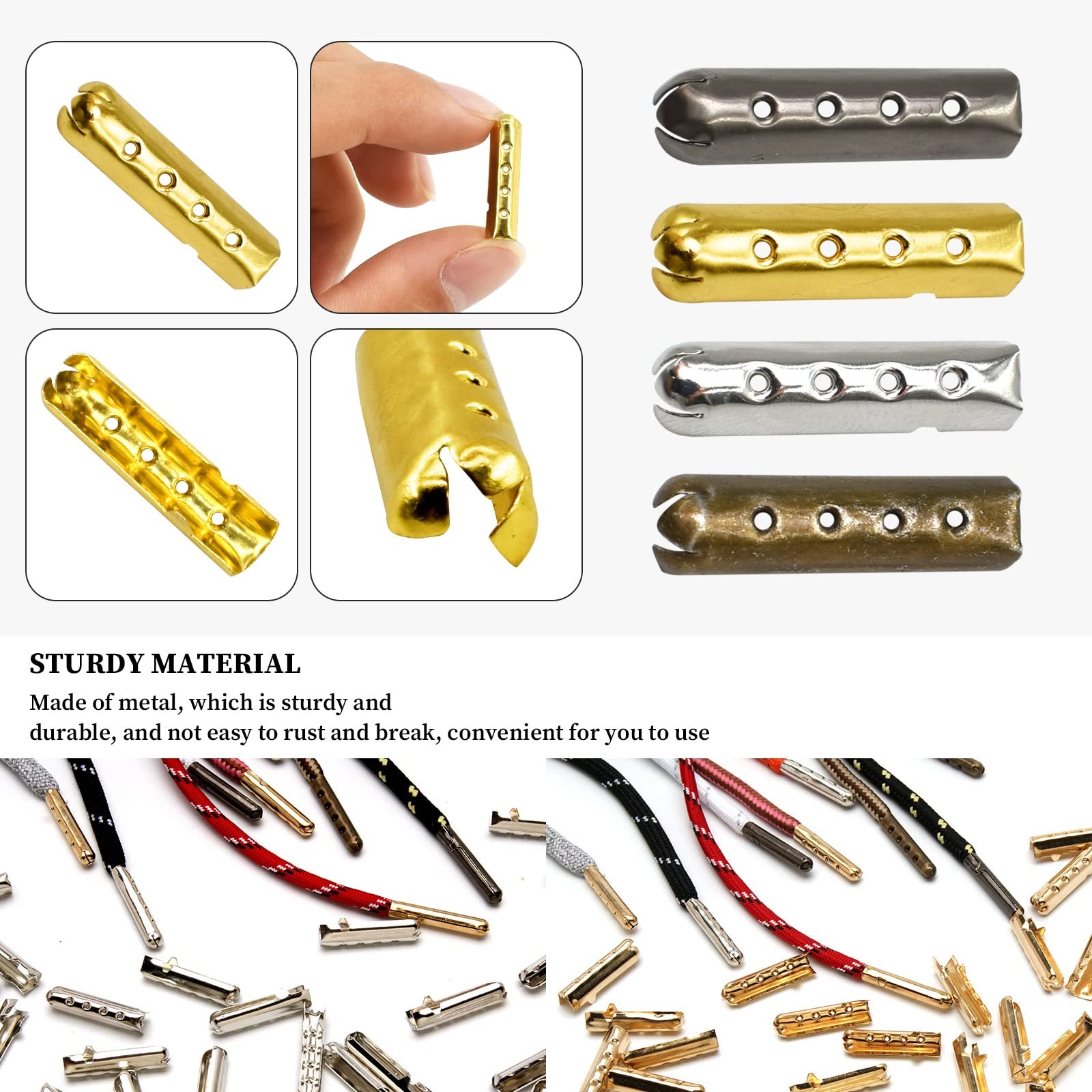 23mm Shoelace Aglet 4 Holes Shoe Lace Tips Head, 200Pcs
