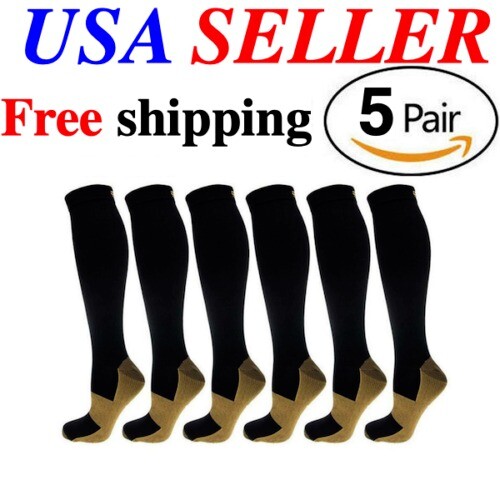 WALK-HERO 5 Pairs Compression Socks 20-30mmHg Graduated Support Mens/Womens S/2X