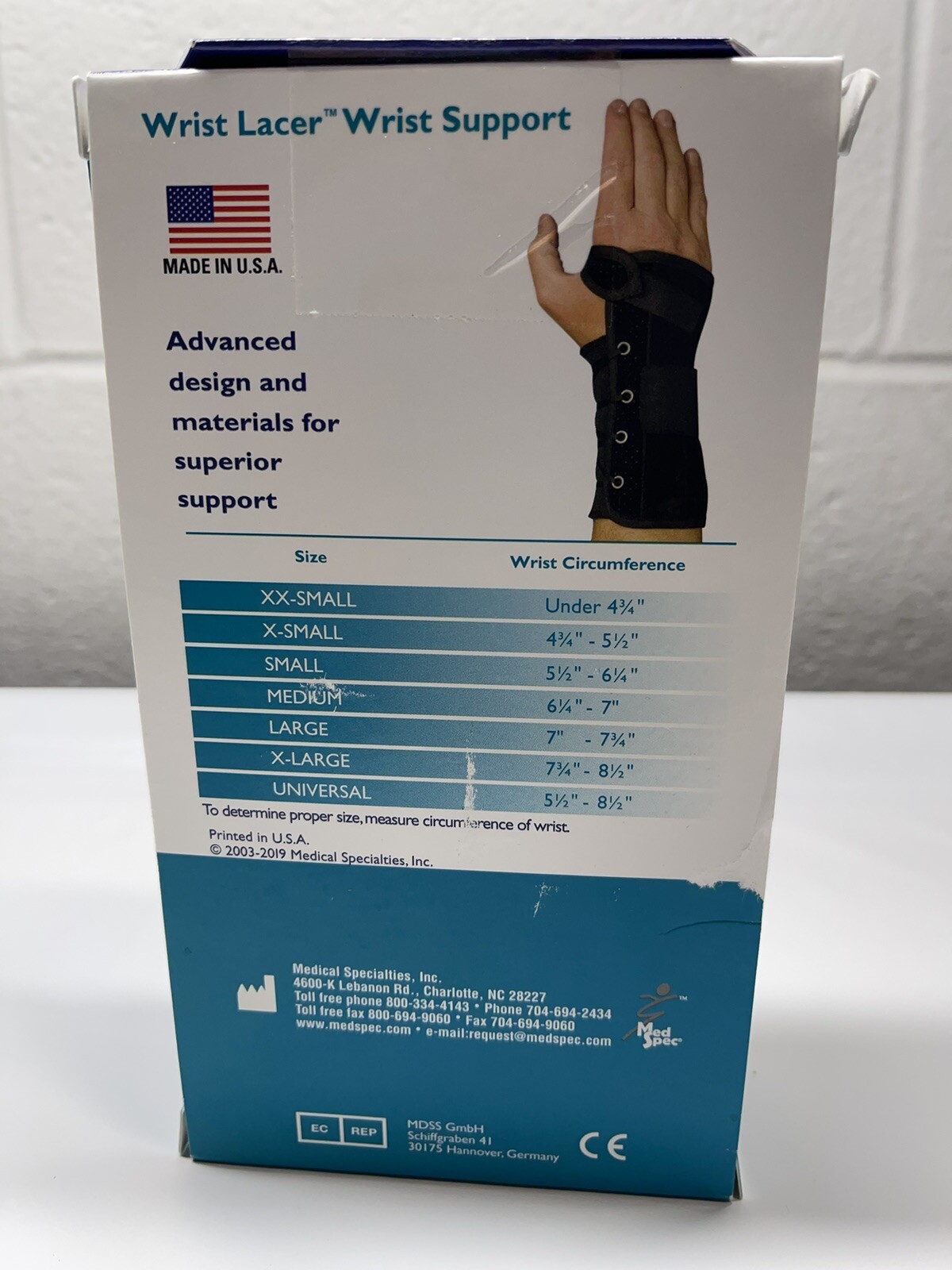 Wrist Support 8” Suede Wrist Lacer BLACK, 223921, SIZE:X SMALL RIGHT-NEW IN BOX