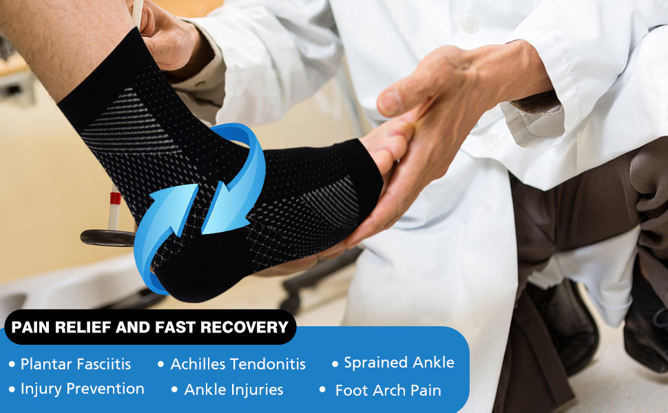 4 Pairs Socks Ankle Brace And Tendonitis Compression Sock Black (L-XL).