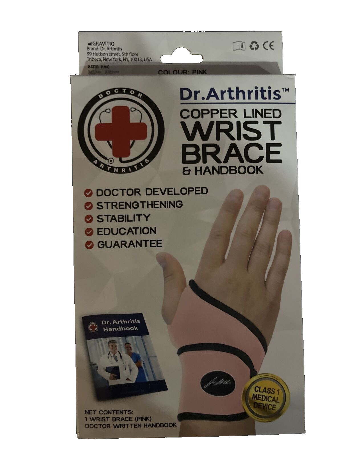 Premium Wrist Support/Strap/Wrist Brace Single Pink Adjustable Left or Right NEW