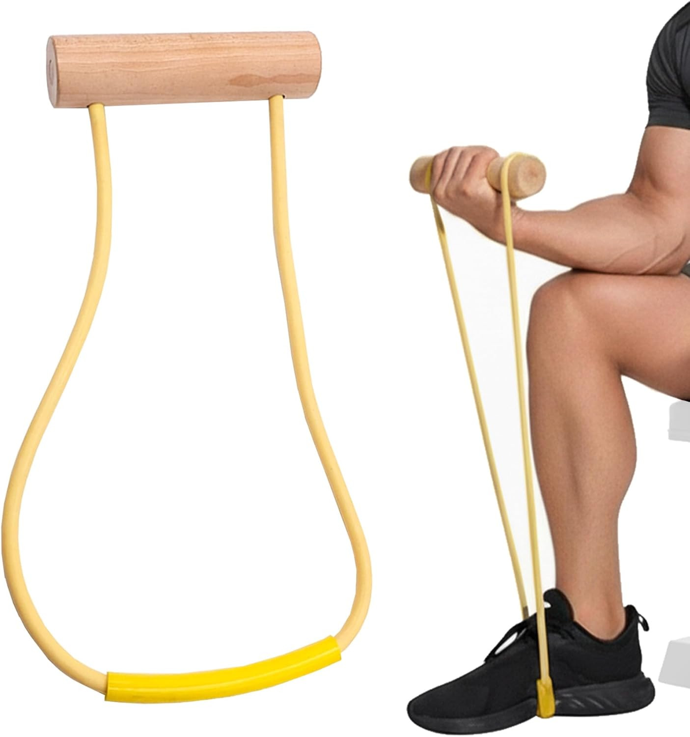 Wrist & Forearm Trainer with Wooden Handle for Grip Strength & Biceps Training