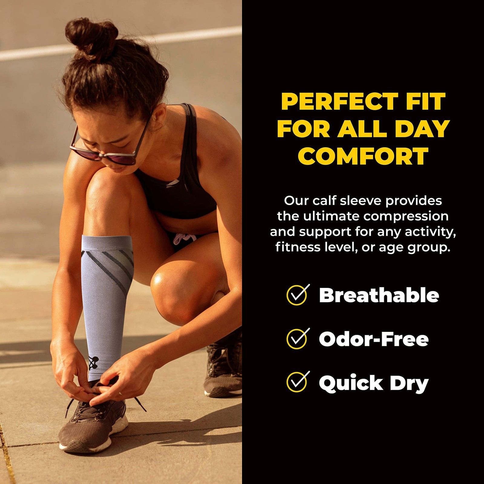 Calf Compression Sleeve for Men & Women XLarge Grey-Firm Snug Fit Support for…