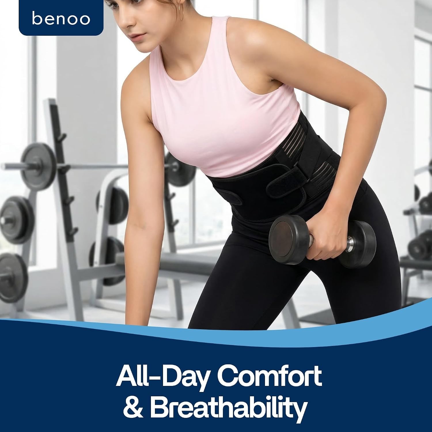 Adjustable Back Brace for Lower Back Pain Relief | Medium Size (33-37.9″)
