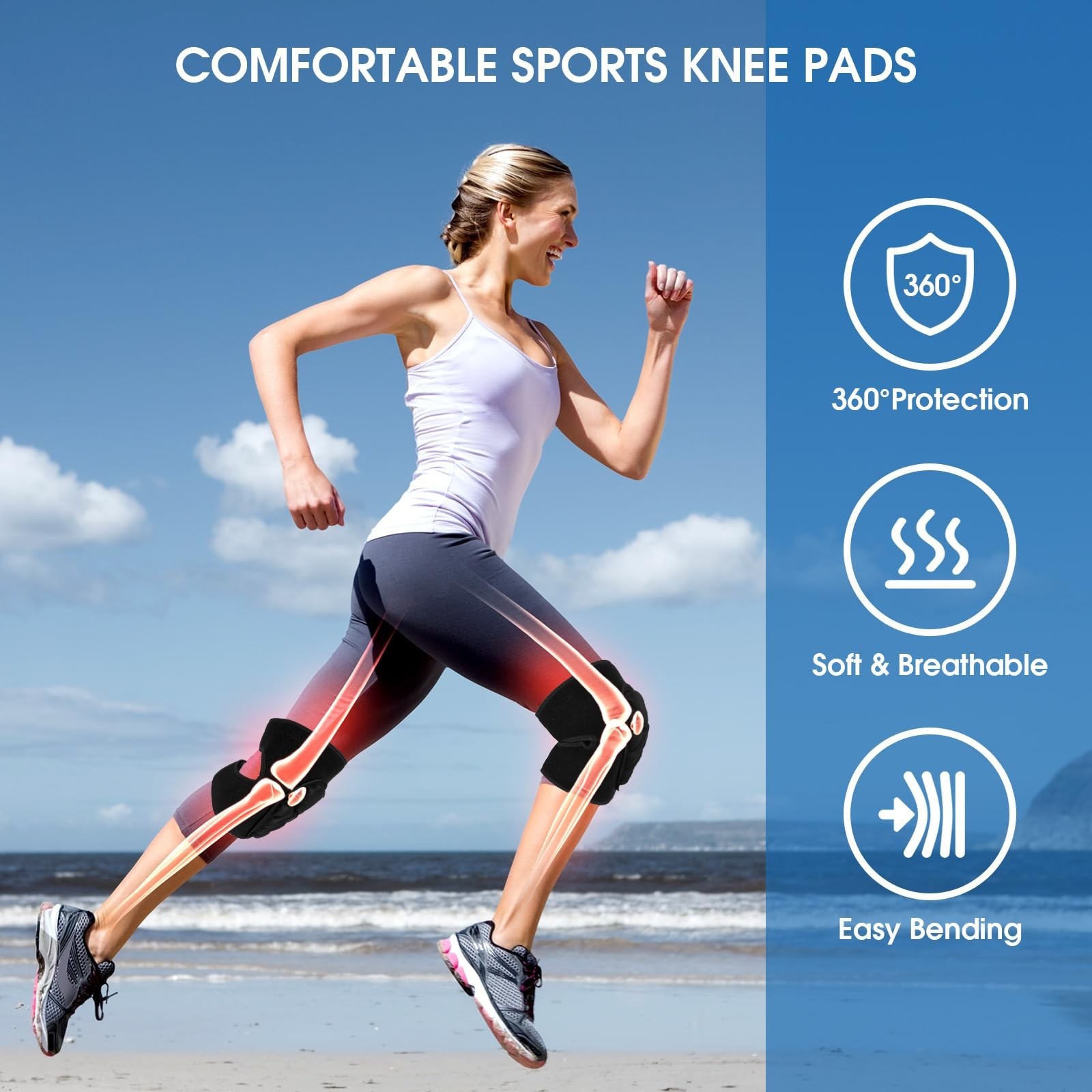 Volleyball Knee Pads for Women & Men, Soft Thick EVA Foam Knee Protector with…