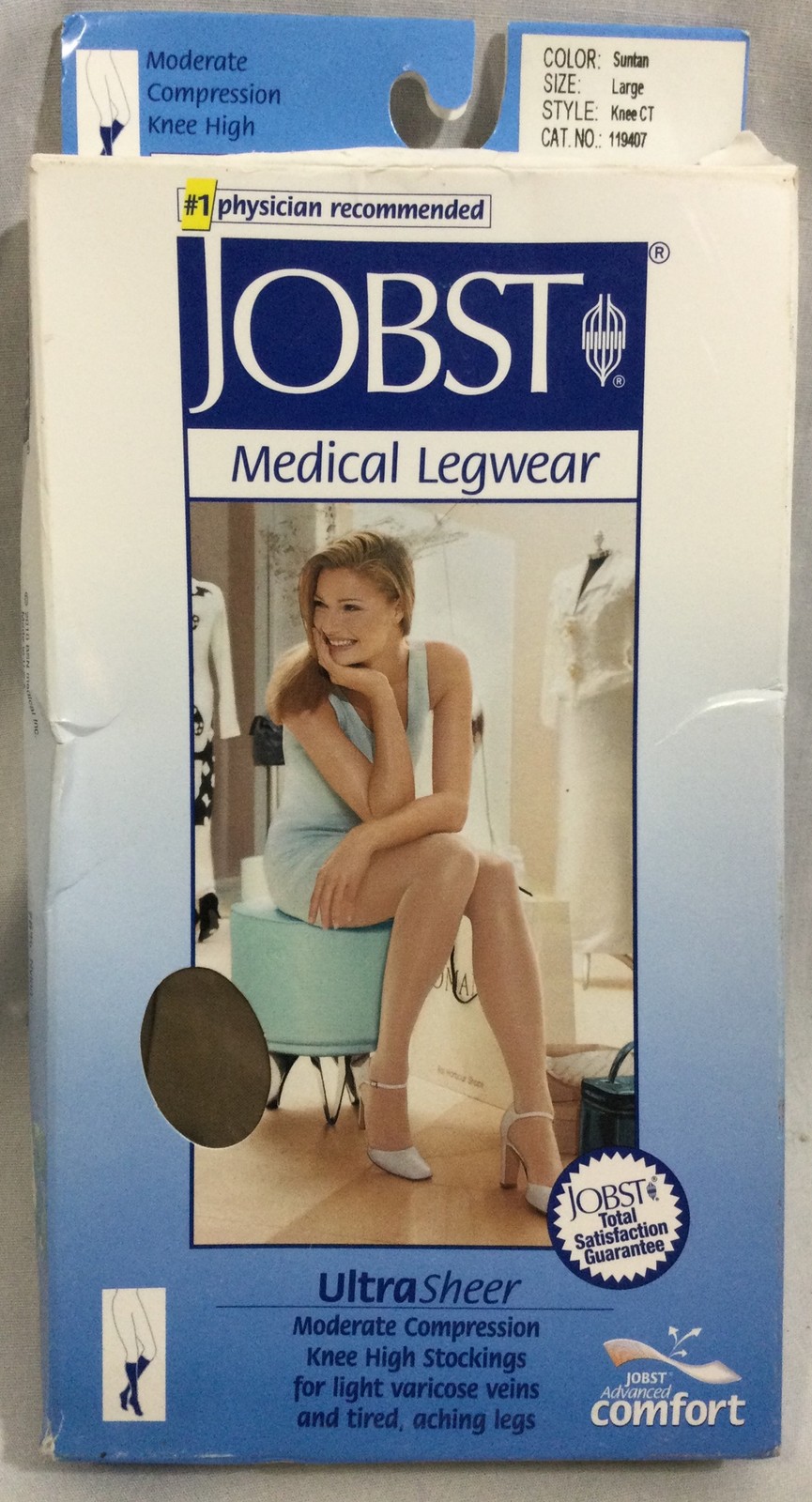 JOBST 119407 Ultrasheer Moderate Compression Knee CT Stockings 15-20 mmhg Sz Lg