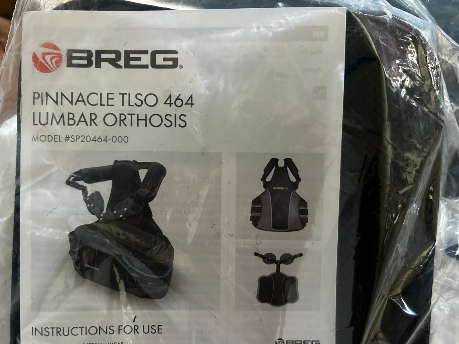 Pinnacle TLSO 464 BREG Adjustable Black #SP20464-000 (sells new for $2400)