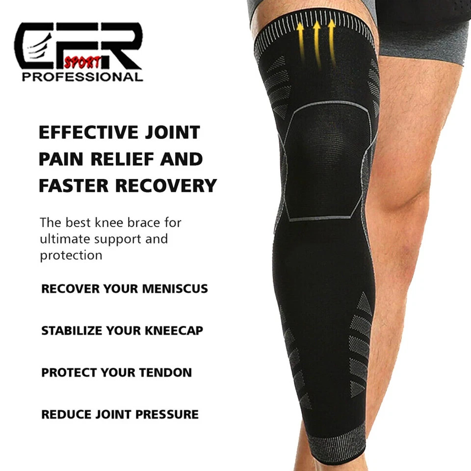 Knee Sleeve Compression Brace Support Full Leg Sport Joint Pain Arthritis Relief