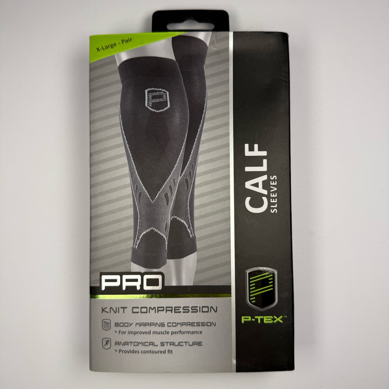 P-Tex Calf Sleeves Pro Knit Compression Black Pair Size S – M – XL New In Box