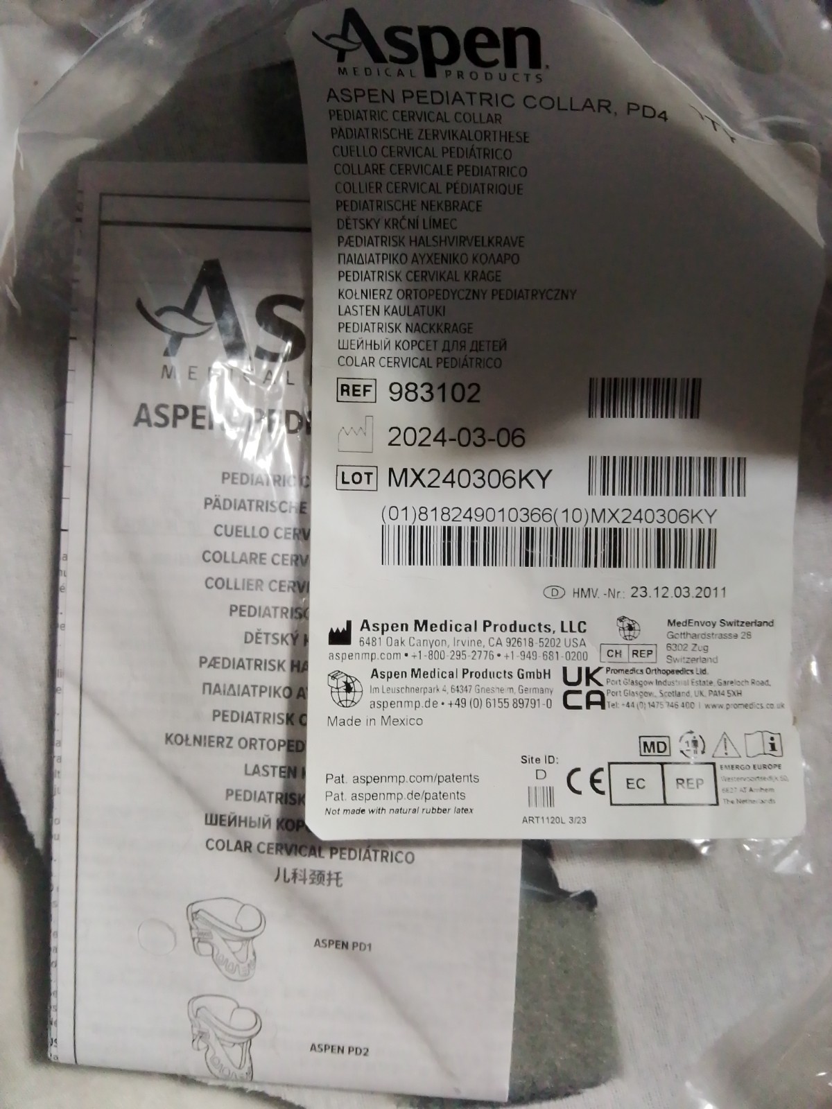 983102 Aspen Pediatric Cervical Collar PD4