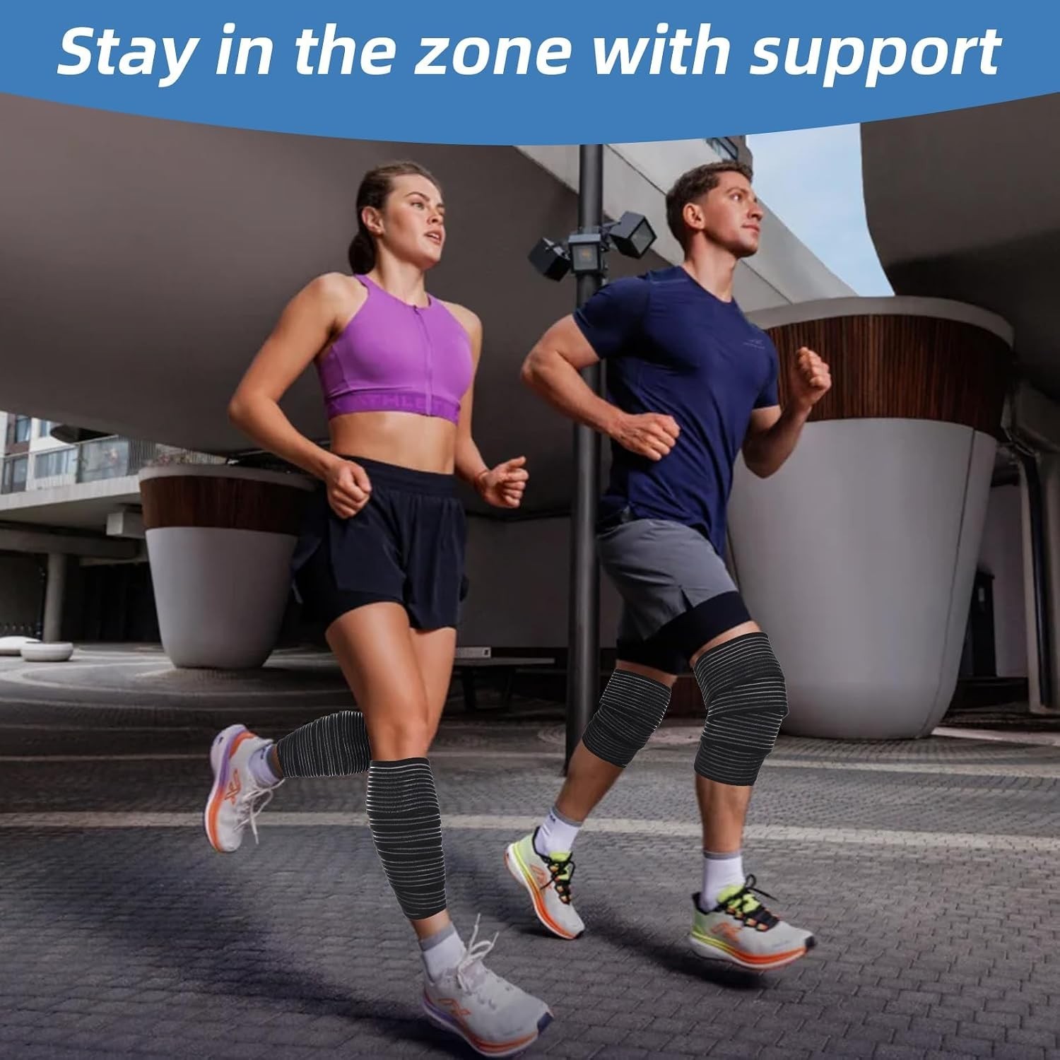 High-Quality Black Knee Wraps – 2 PCS Elastic Compression for Active Lifestyles