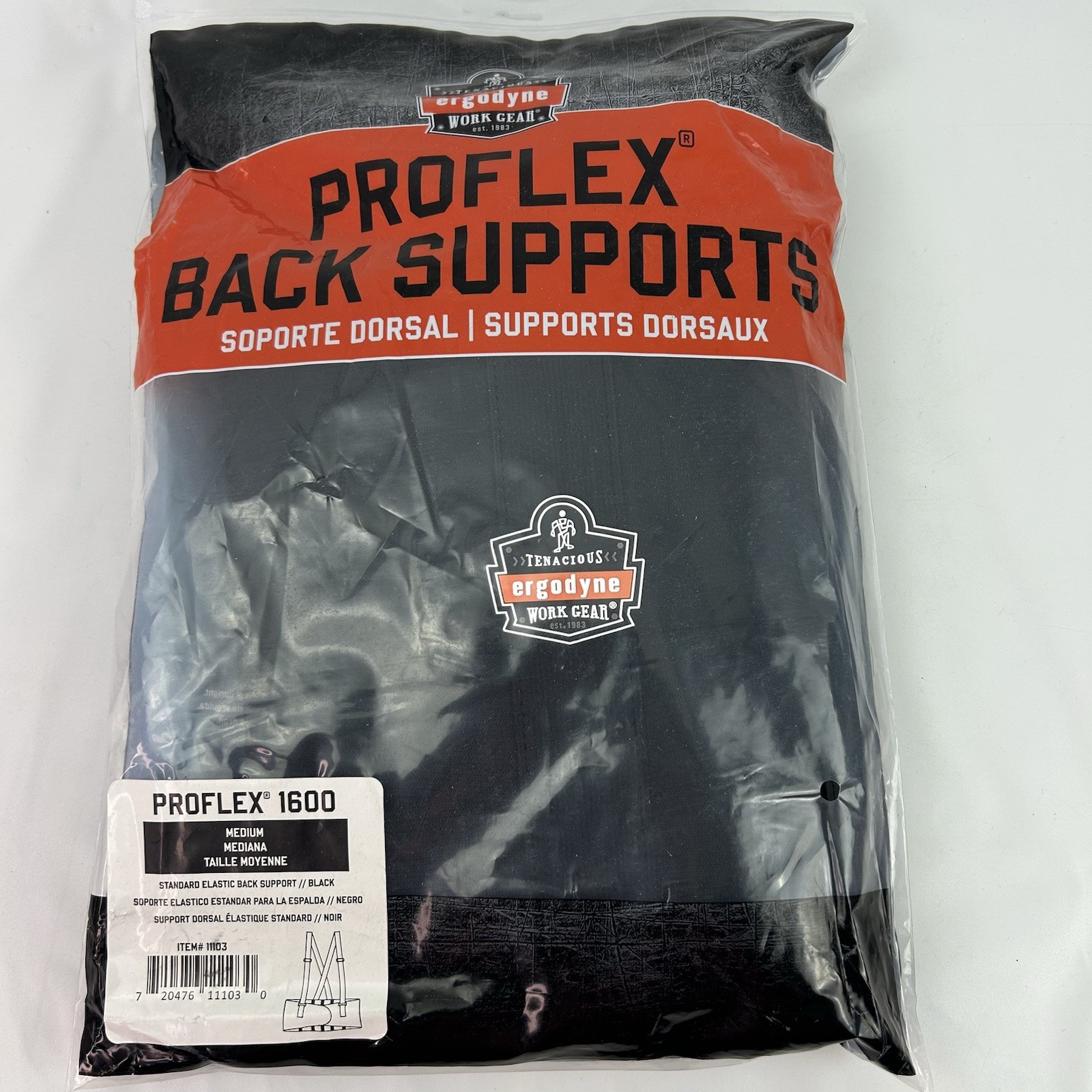 11103 ProFlex 1600 Back Support Brace 9 Inch Extended High Cut Front Medium